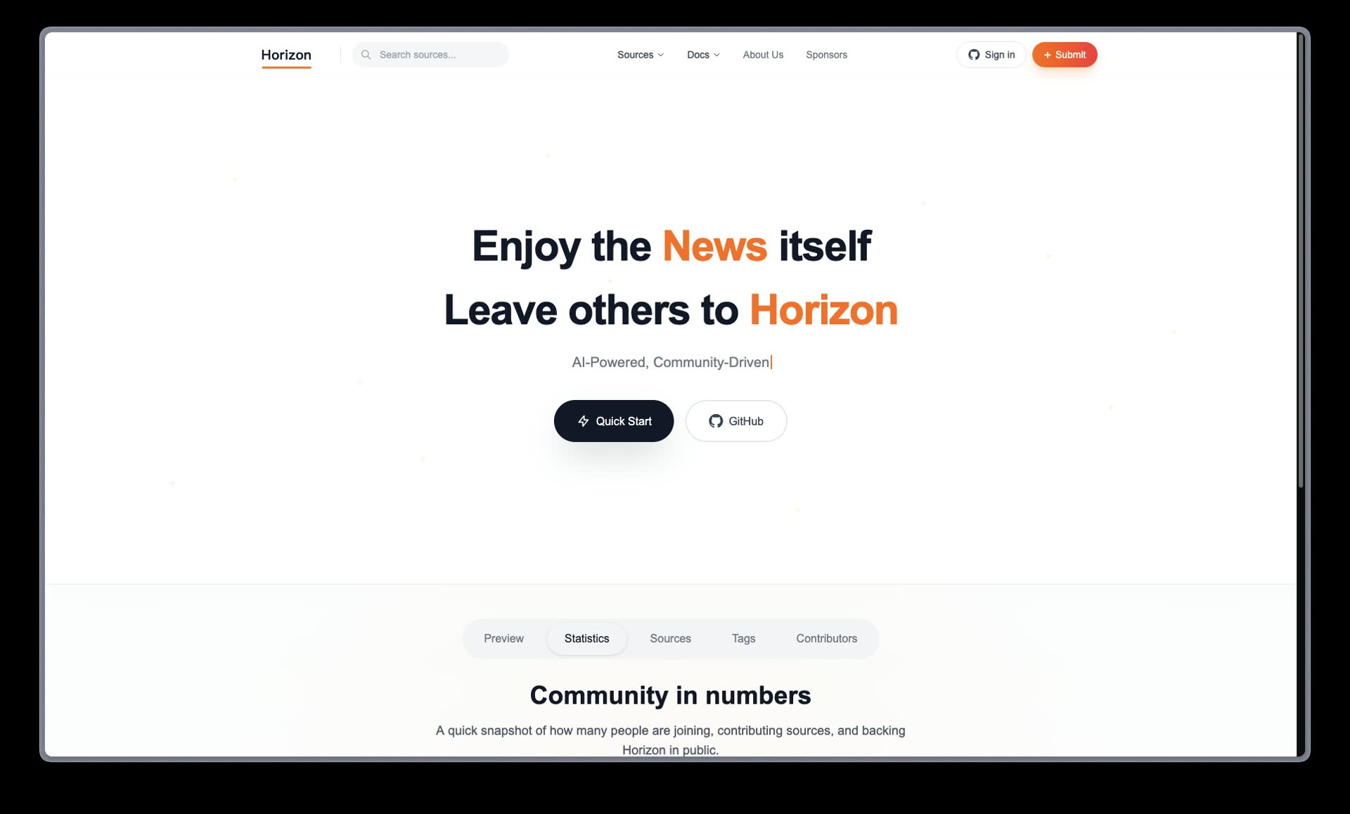 Horizon 官方網站截圖
