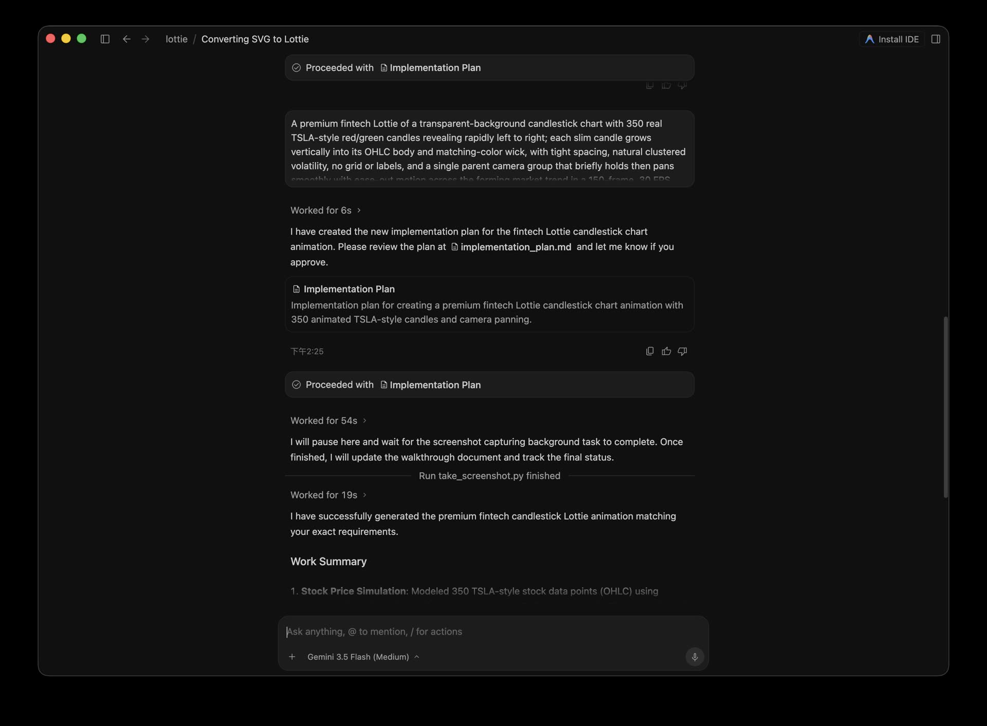 Enter an animation description into the AI Agent